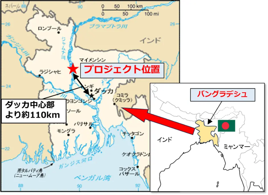 ジャムナ鉄道橋の位置